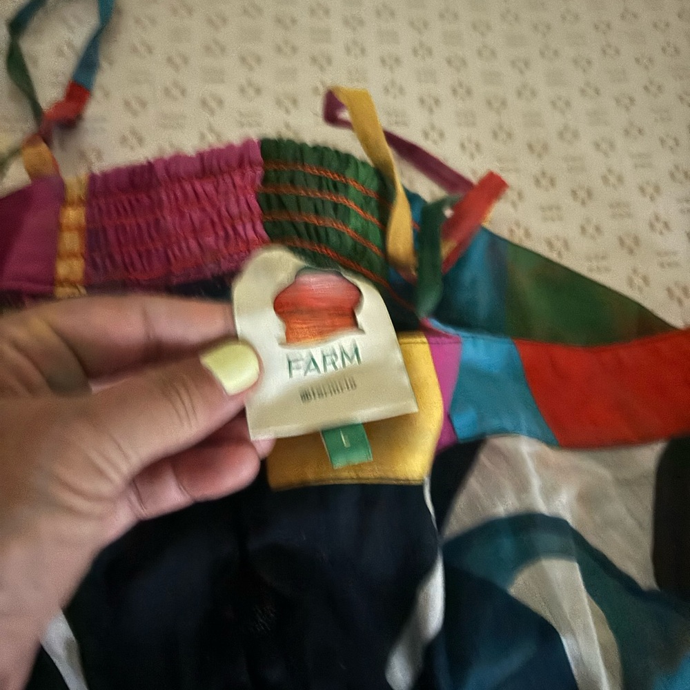 FARM Rio Macaw Tripe Multicolor Cascade Maxi Coverup (2023) - Picture 2 of 7